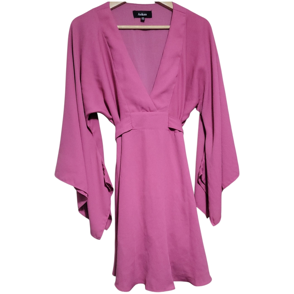 Aakaa Women's Raspberry Tie Waist Chiffon Dress
